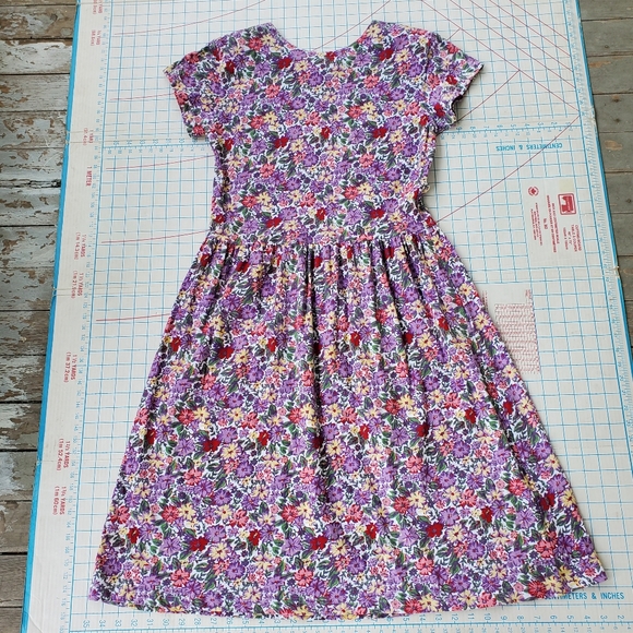 Fair Set Petite Floral House Dress Vintage Size Medium Drop Waist 80s 90's Pink - Picture 5 of 10